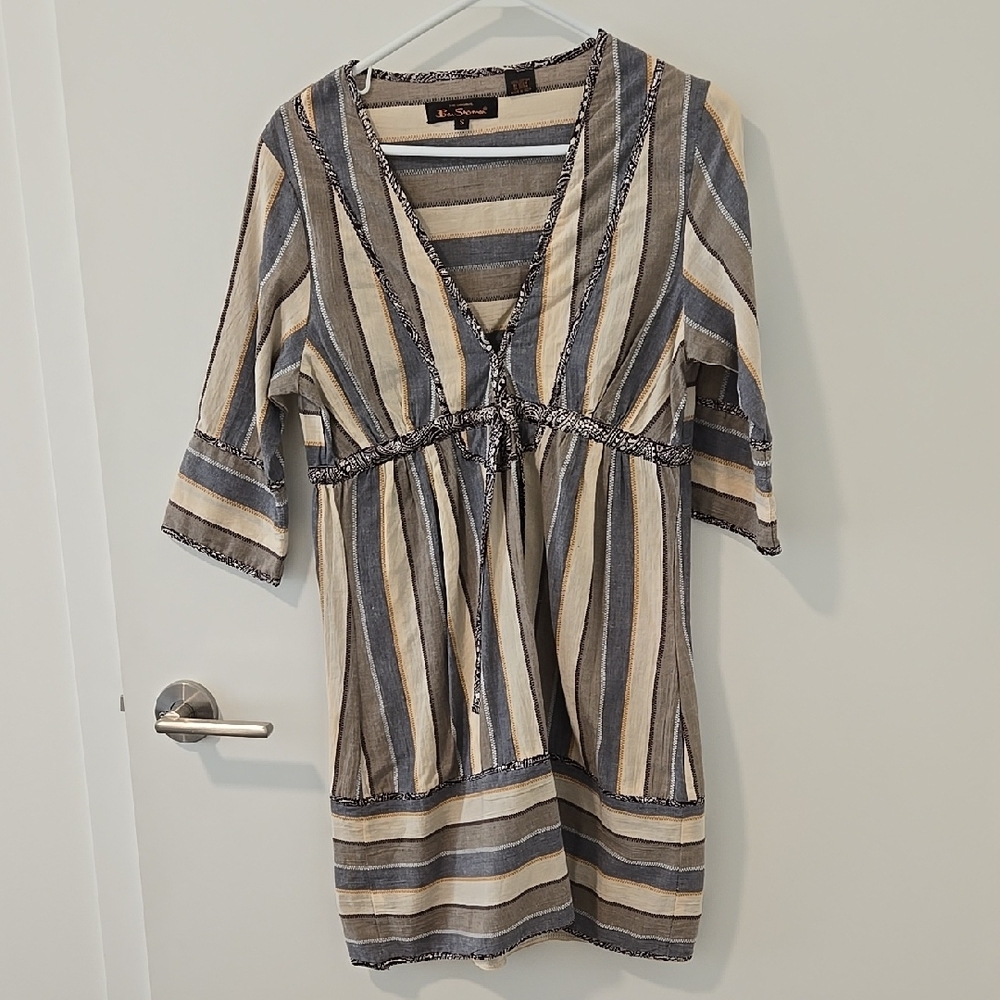 Ben Sherman Striped V-Neck Tunic Dress - Small EUC